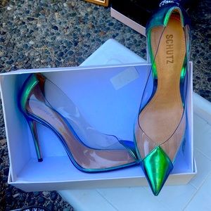 Schutz 9.5 metallic stiletto heels